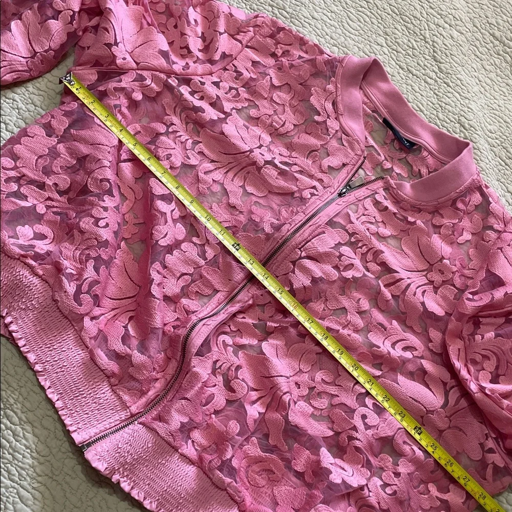 sheer lace bomber jacket